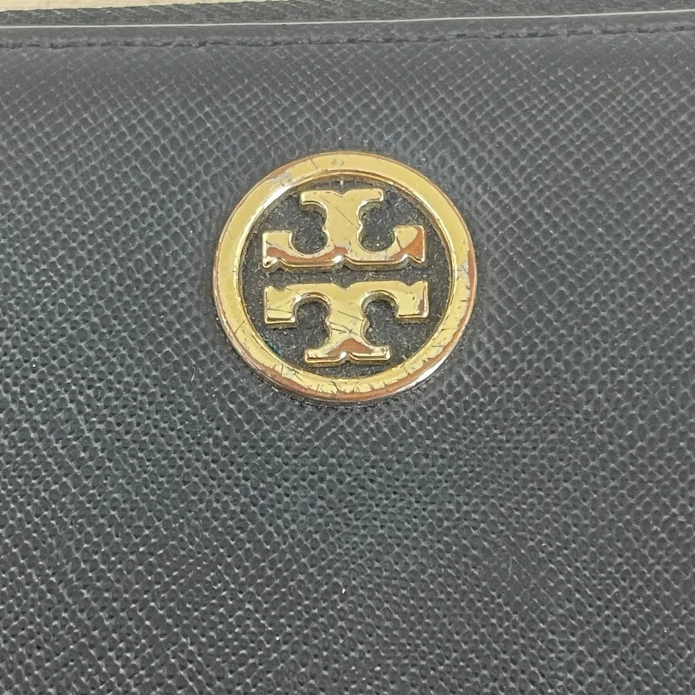 Tory Burch Robinson‎ Continental Wallet Wristlet Black Saffiano Leather Zip Long